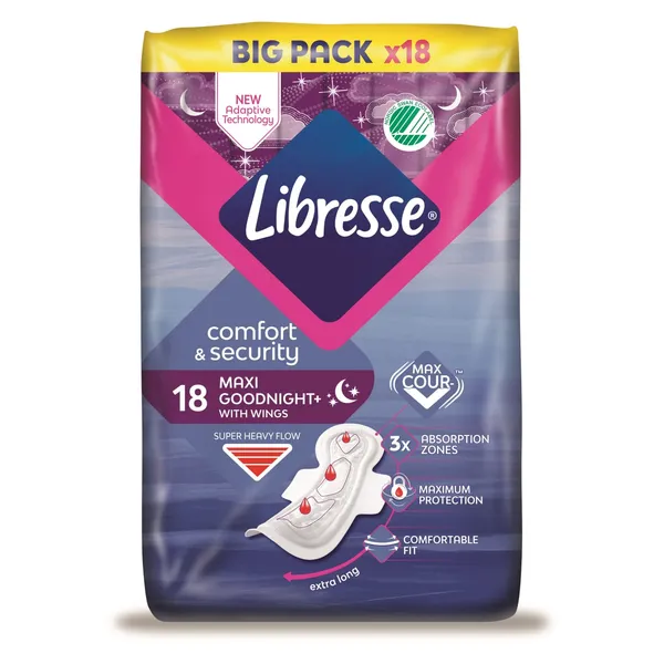 Higiēniskās paketes Libresse Maxi Night Duo 18gab.