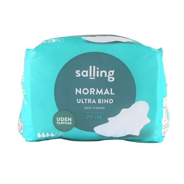 Higiēniskās paketes Salling normal, ar spārniņiem, bez smaržvielām, garās 20 gab