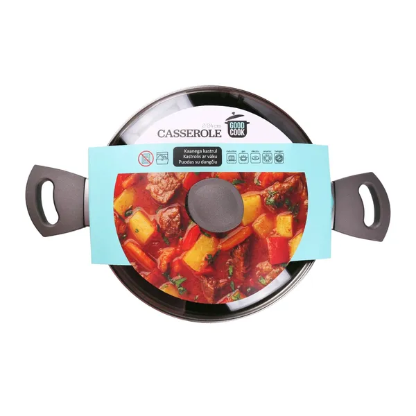 Indukcijas kastrolis ar vāku Good cook 24cm