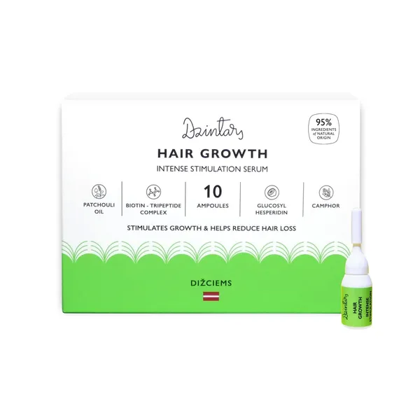 Intensīvi stimulējošs serums matu augšanai Dzintars Dižciems 5 mL 10 gabali