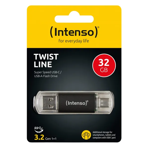 Intenso USB zibatmiņa 3.2 32GB Twist Line – USB-C & USB-A