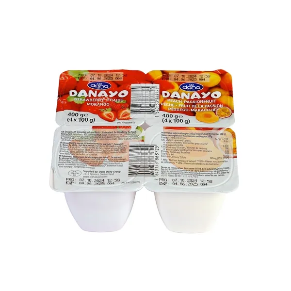 Jogurts Danayo zemeņu vai persiku 100g