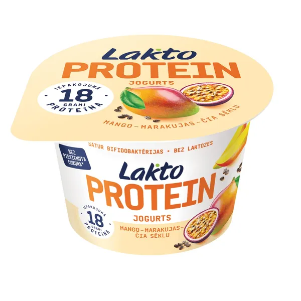 Jogurts Lakto Protein mango, marakujas, čia sēklu, bez laktozes 200g