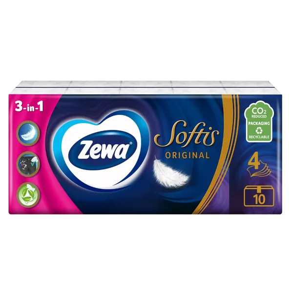 Kabatlakatiņi Zewa Softis, 4sl., 10x9gab