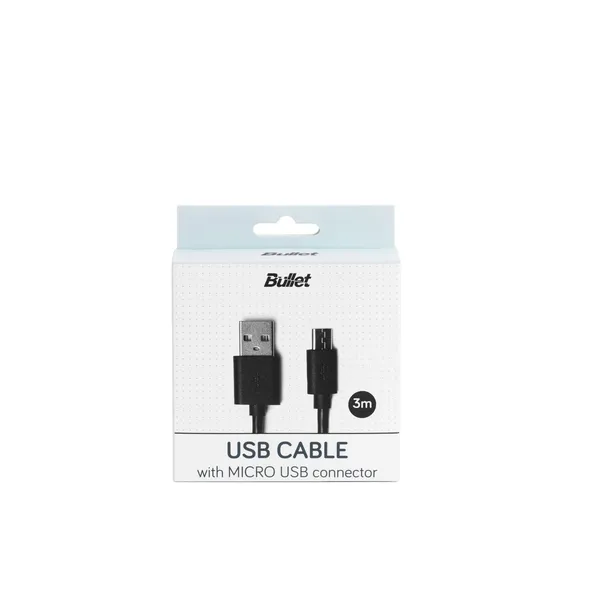 Kabels Bullet 2.0 Micro USB - USB, 3 m AW26