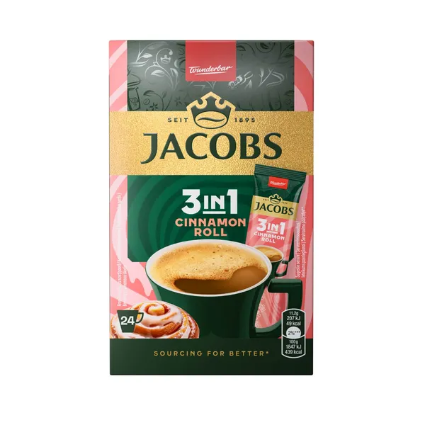 Šķīstošās kafijas dzēriens JACOBS 3in1 Cinamon 24x11,2g