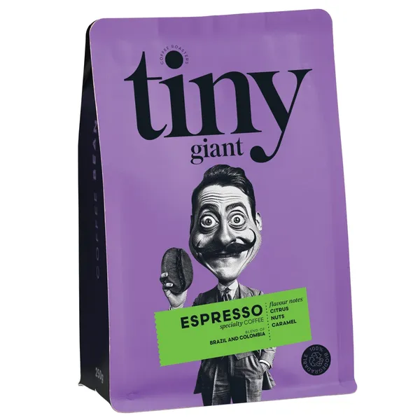 Kafijas pupiņas Tiny Giant Espresso Brazīlija un Kolumbija 250g