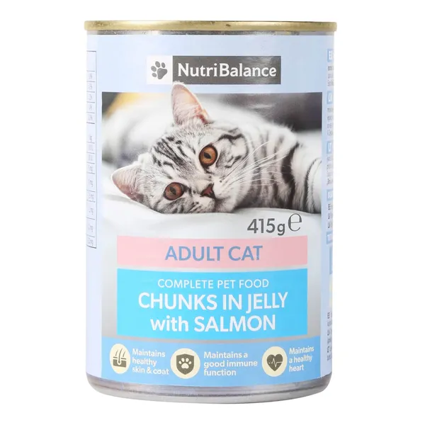 Kaķu konservi Nutribalance ar lasi, mencu un foreli 415g