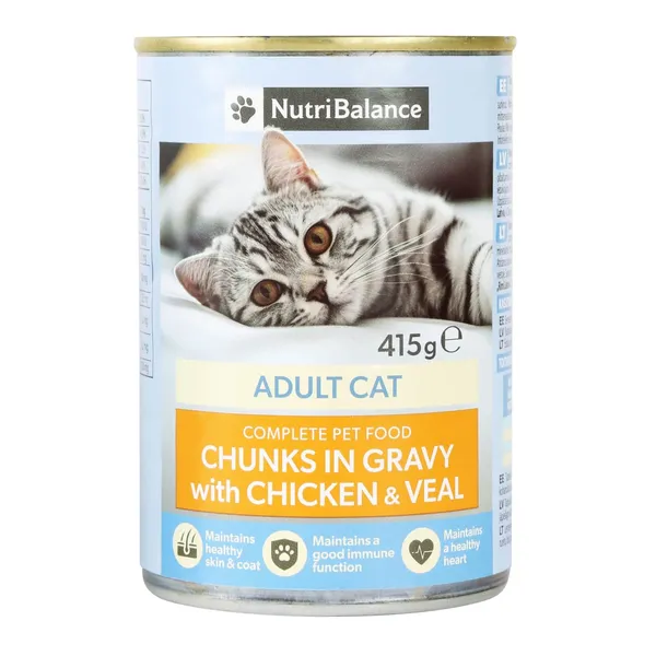 Kaķu konservi NutriBalance mājputnu,teļa,jēra 415g