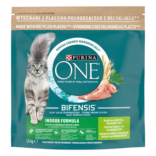 Kaķu barība ONE Indoor Formula, sausā 1,5kg