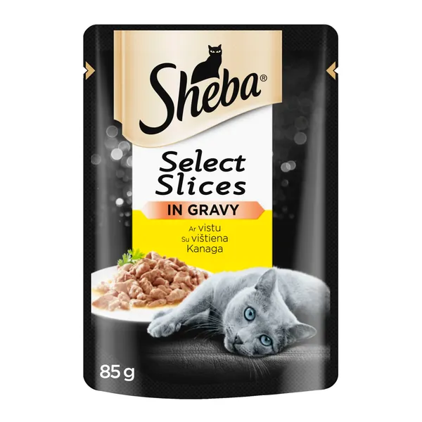 Pilnvērtīga barība pieaugušiem kaķiem Sheba cuisine vistas 85g