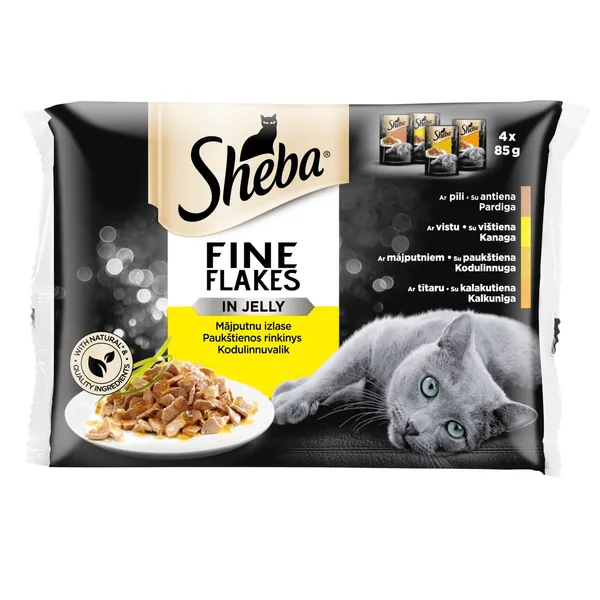 Kaķu barība Sheba Fine Flakes pouch 4x85g Poultry (Jelly)