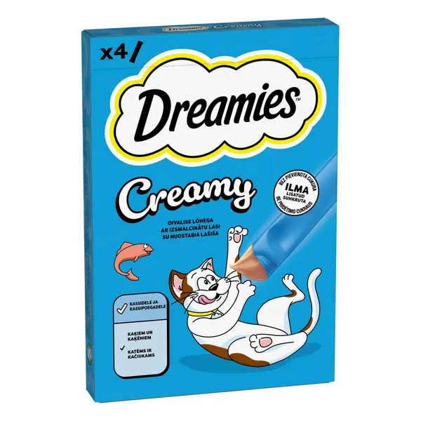 Kaķu gardumi Dreamies Creamy ar lasi 4x10g