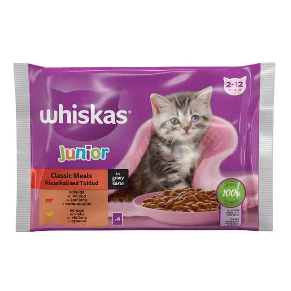 Kaķu konservi Whiskas Classic Junior 4x85g