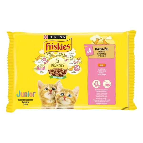 Kaķu konservi Friskies Junior izlase ar vistu 4x85g