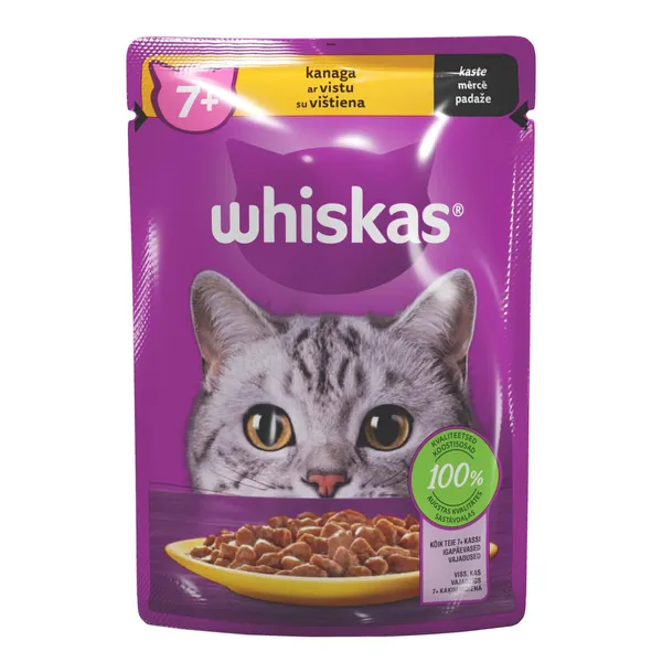 Kaķu konservi Whiskas 7+ vistas 85g