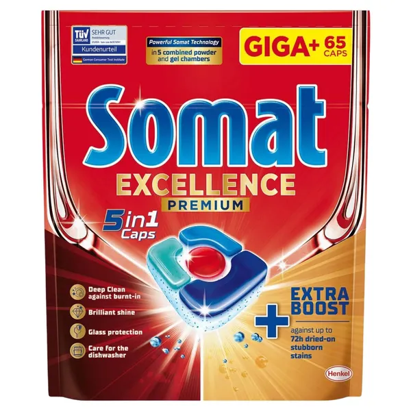 Kapsulas trauku mazgājamām mašīnām Somat Excellence Premium 5in1 65 gab.