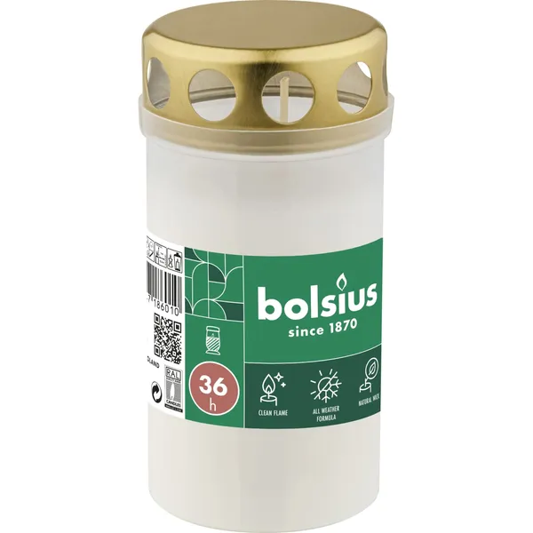 Kapu svece Bolsius 36h balta