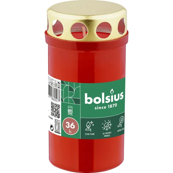 Kapu svece Bolsius 36h sarkana