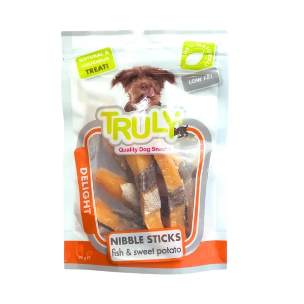 Kārumi suņiem Truly Sticks ar zivīm un saldajiem kartupeļiem 90g