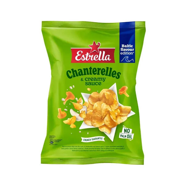 Gluda griezuma kartupeļu čipsi Estrella ar gaileņu un siera mērces garšu 170g
