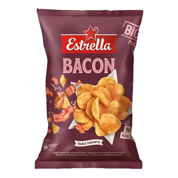 Kartupeļu čipsi Estrella ar bekona garšu 180g