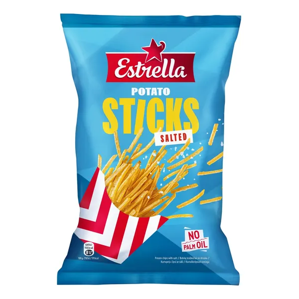 Kartupeļu čipsi ESTRELLA Sticks ar sāli 70g