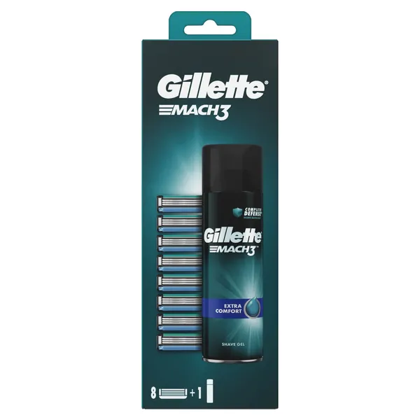Kasetes Gillette Mach3 8 gab.+ skūšanas želeja Mach3 200ml