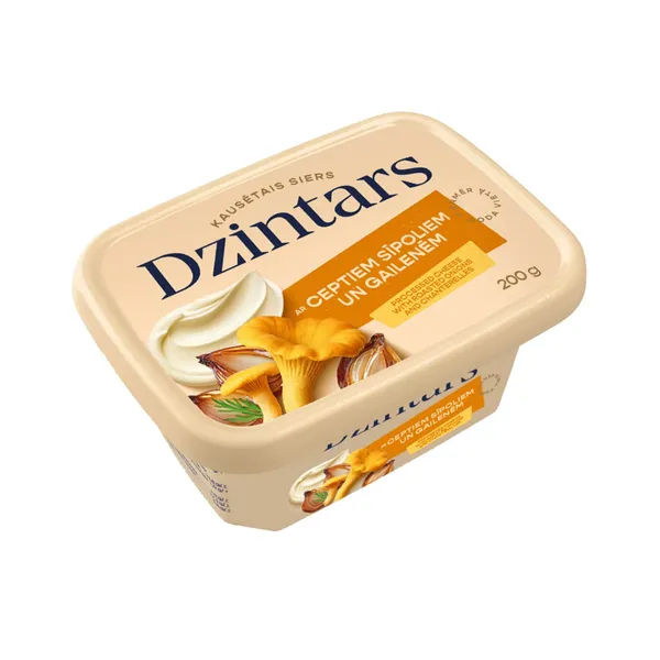 Kausētais siers Dzintars ar ceptiem sīpoliem un gailenēm 200g