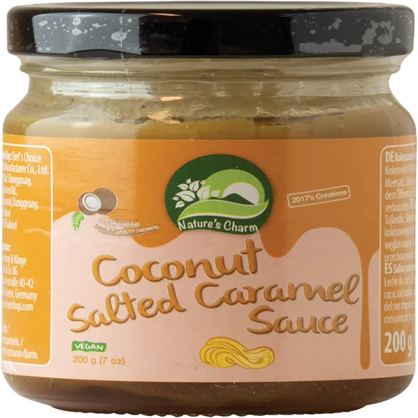 Kokosriekstu dzēriena mērce Nature's Charm sāļā karameles garša 200g