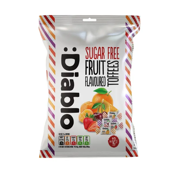 Konfektes Diablo Toffee augļu ar saldinātāju 75g