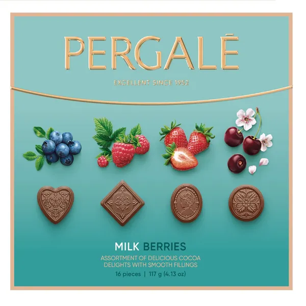 Konfekšu izlase Pergale Milk berries 117g