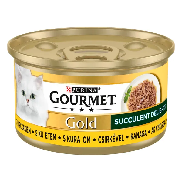 Konservi kaķiem Gourmet Gold Succulent delight ar vistas gaļu 85g