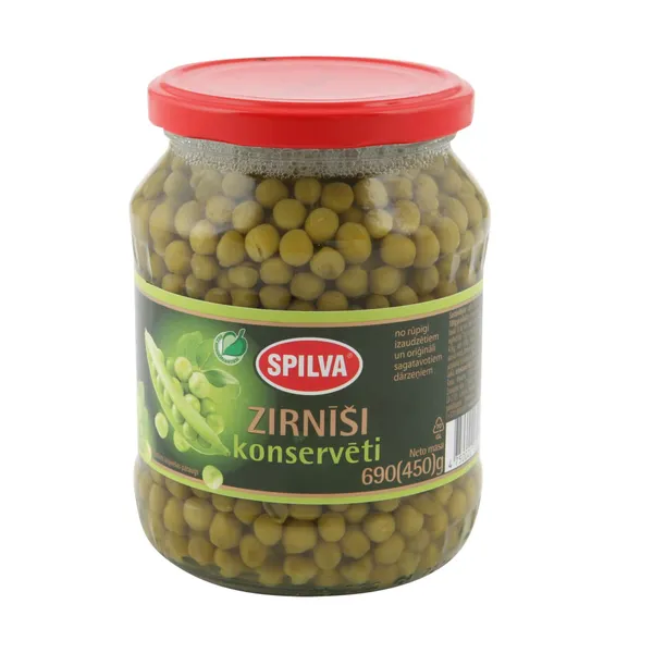 Konservēti zirnīši 690g (450g), Spilva