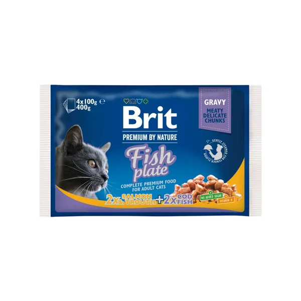 Konservi kaķiem Brit Premium by Nature Cat zivju izlase 4x100g