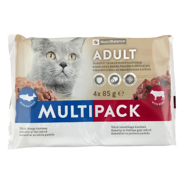 Konservi kaķiem Nutribalance ar lasi un liellopa gaļu 340g