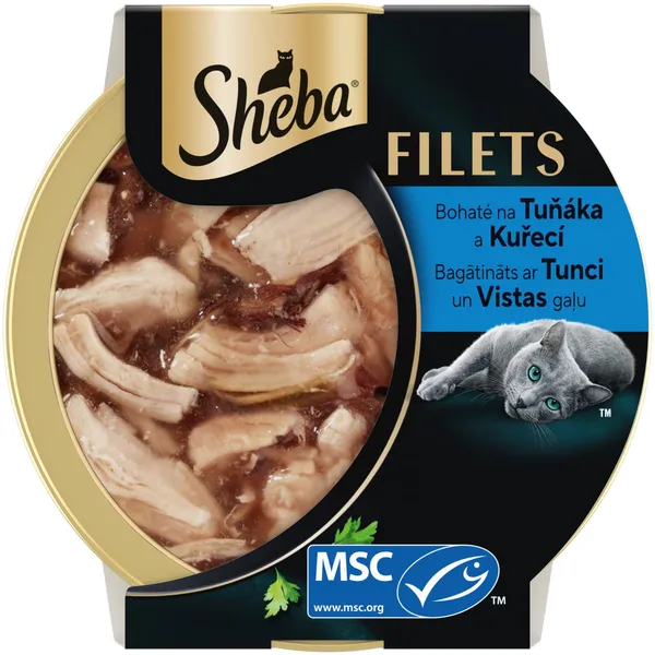 Konservi kaķiem Sheba Filets ar vistu un tunci 60g