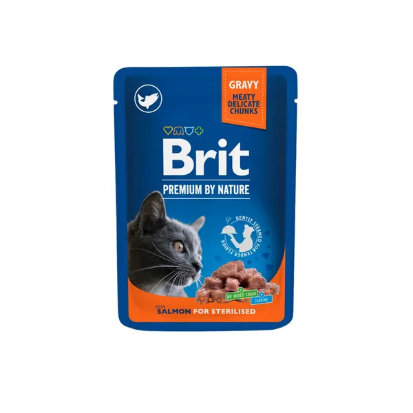 Konservi sterilizētiem kaķiem Brit Premium Sterilised lasis 100g