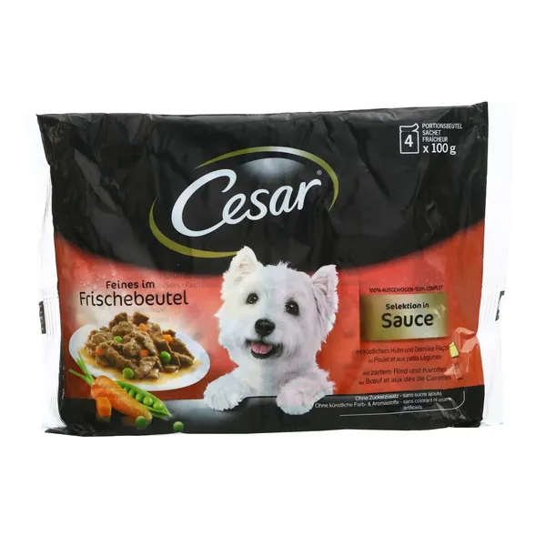 Konservi suņiem Cesar Sauce 4x100g