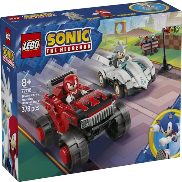 Konstruktors Lego Silver Auto Pret Knuckles Monstru Vāģi 77118