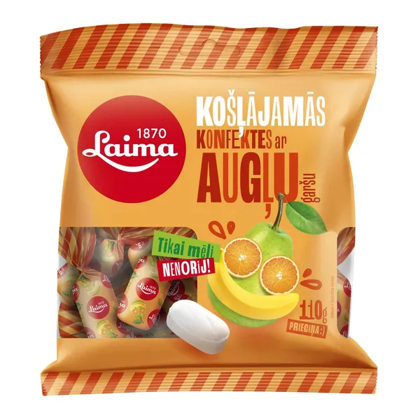 Košļājamās konfektes LAIMA , Augļu, 110g