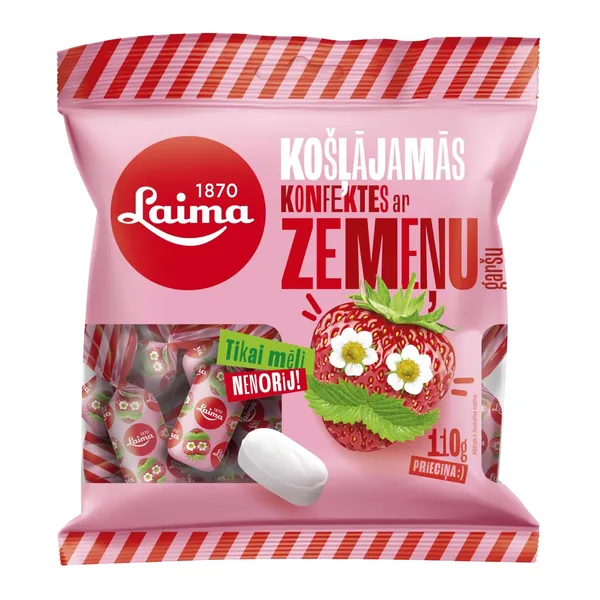 Košļājamās konfektes Laima ar zemeņu garšu 110g