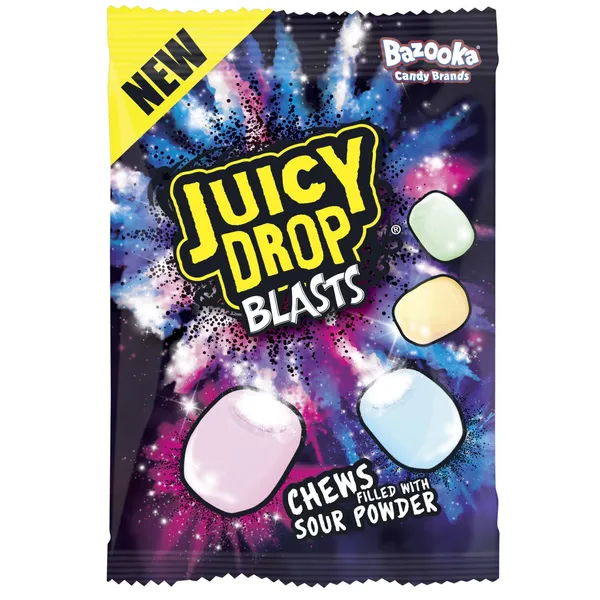 Košļājamās konfektes BAZOOKA Juicy Drop Blasts 120g