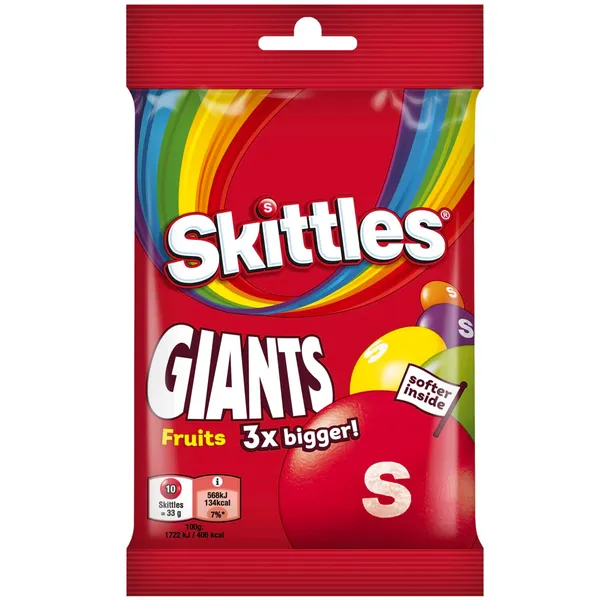 Košļājamās konfektes Skittles Giants 116g