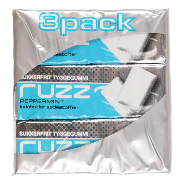 Košļājamā gumija Ruzz ar piparmētru garšu, bez cukura, satur saldinātājus 40,5g