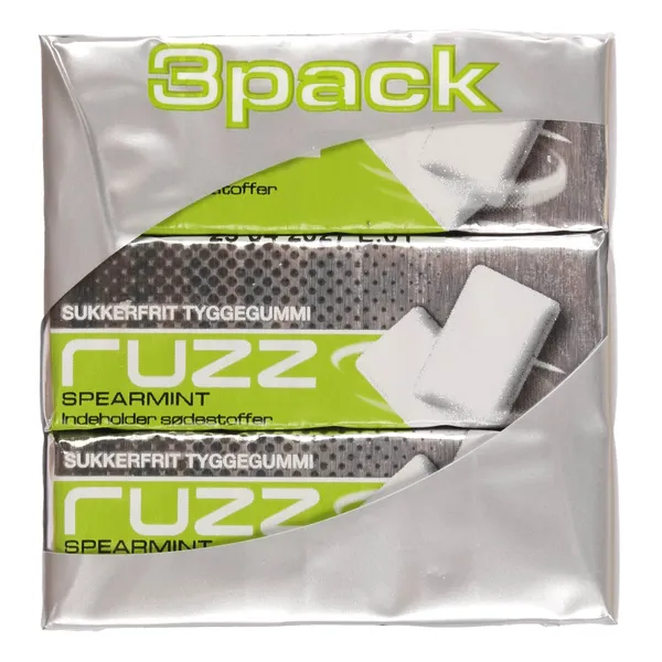 Košļājamā gumija Ruzz ar krūzmētras garšu, bez cukura, satur saldinātājus 40,5g