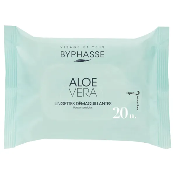 Kosmētikas salvetes Byphasse ar alveju jutīgai ādai 20gab