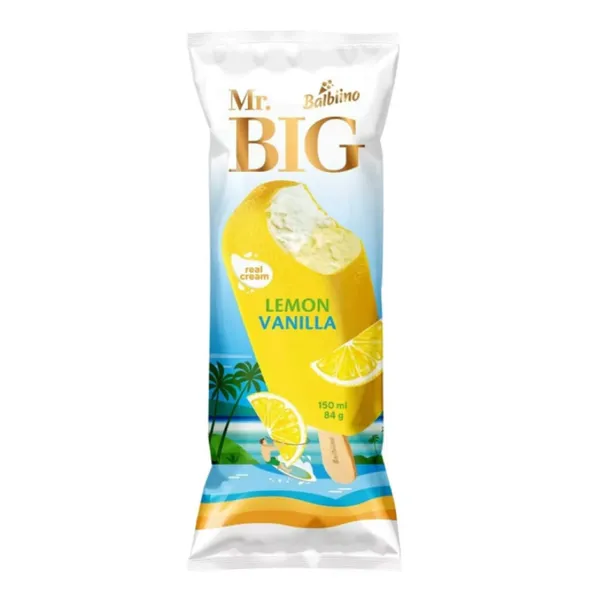 Krējuma saldējums Mr Big ar citronu un vaniļas garšu glazūrā 150ml/84g