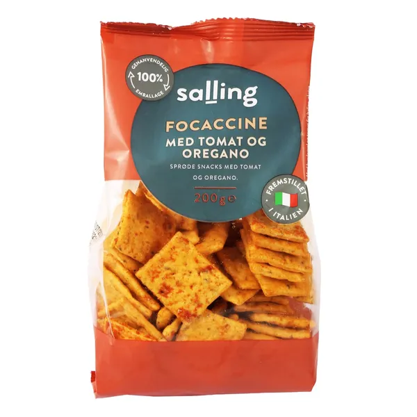 Krekeri Focaccine Salling ar tomātiem un raudeni 200g