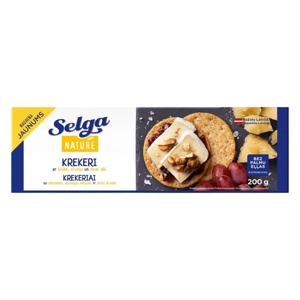 Krekeri Selga Nature ar klijām, olīveļļu un jūras sāli 200g